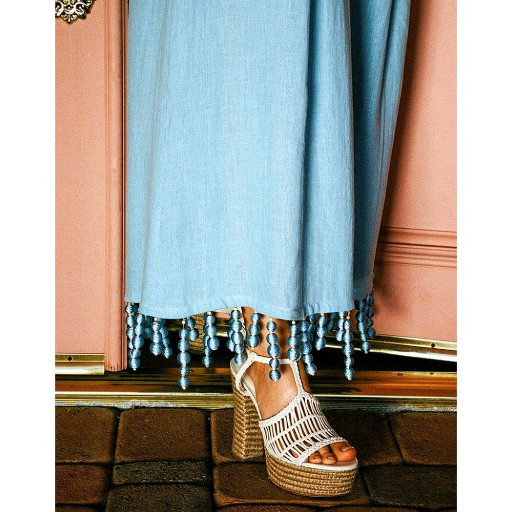 Cult Gaia Braided Leather Platform Caged Boho Sandal Pump